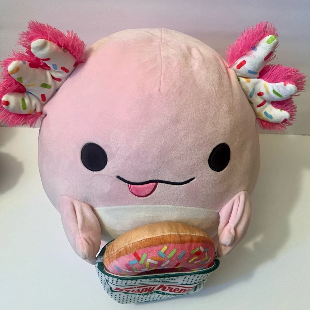 Squishmallows Krispy Kreme Donut Axolotl 14-inch Plush Pink Soft Stuffed Animal - Picture 6 of 9